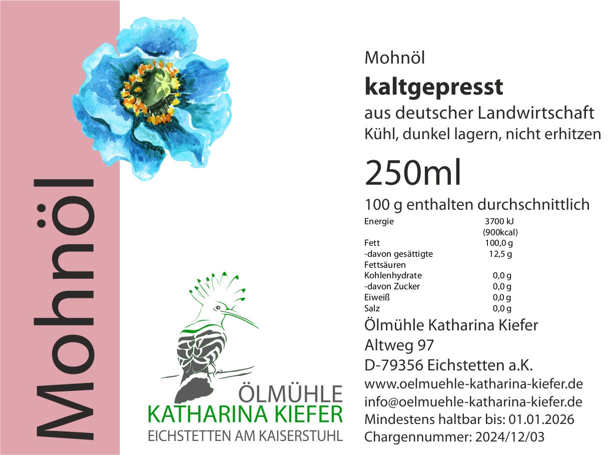 Mohnöl kaltgepresst 250ml