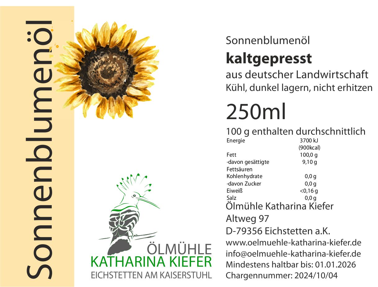 Sonnenblumenöl kaltgepresst 250ml