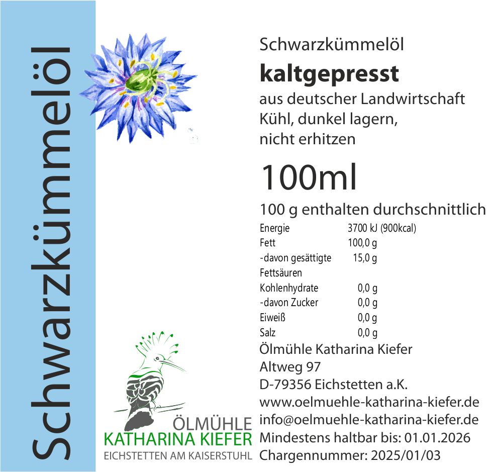 Schwarzkümmelöl kaltgepresst 100ml