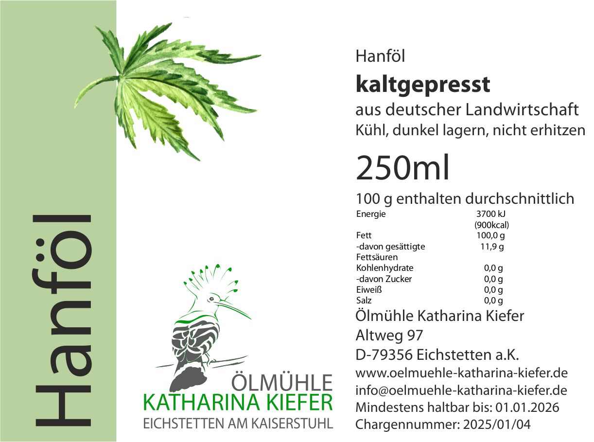 Hanföl kaltgepresst 250 ml