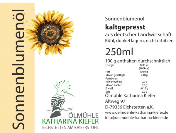 Sonnenblumenöl kaltgepresst 250ml