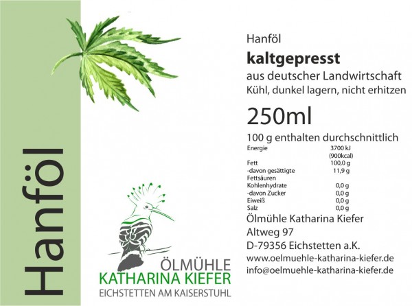 Hanföl kaltgepresst 250 ml