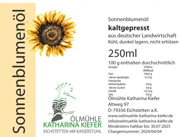 Sonnenblumenöl kaltgepresst