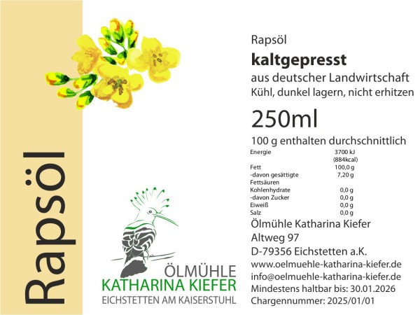 Rapsöl kaltgepresst